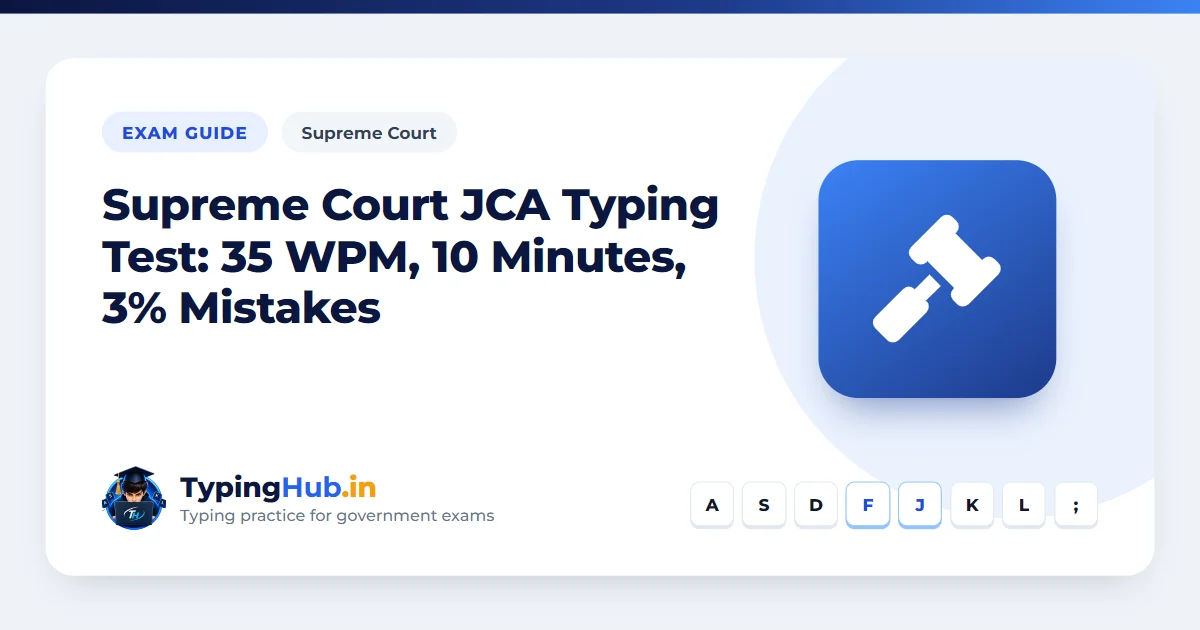 Supreme Court JCA Typing Test: 35 WPM, 10 Minutes, 3% Mistakes — What the 2025 Scheme Says